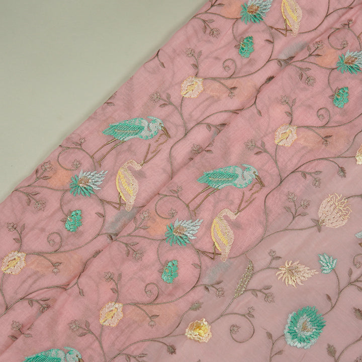 Arunima Jaal on Pink Cotton Silk Embroidered Fabric