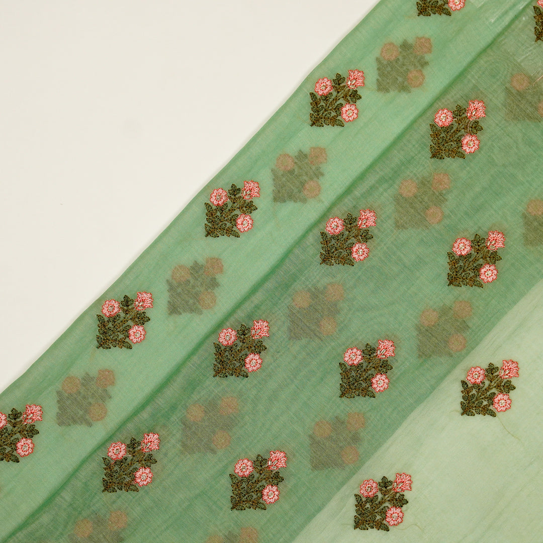 Rima Buti on Sage Green Cotton Silk Embroidered Fabric