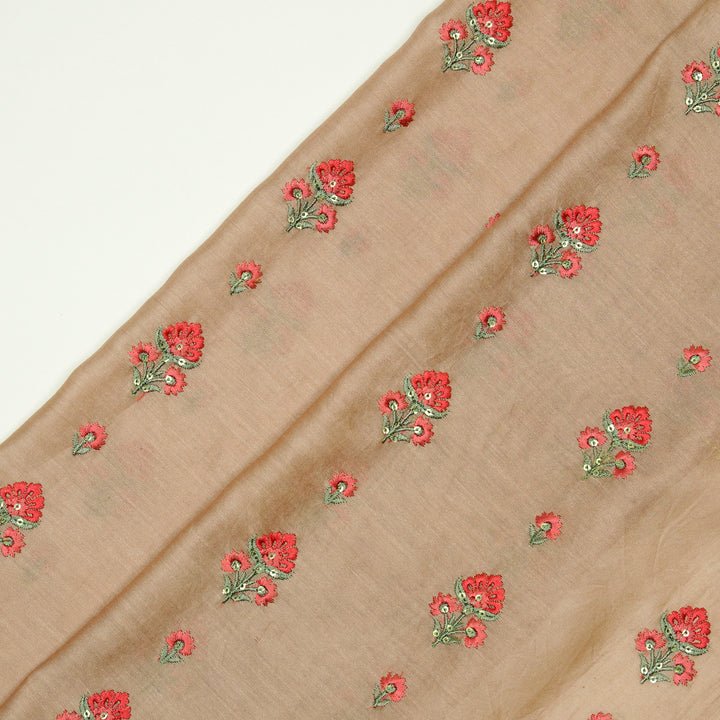Gulika Buta Buti Mixture on Sand Silk Chanderi Embroidered Fabric
