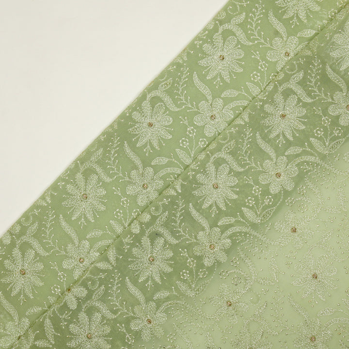 Charita Jaal on Sea/Green Cotton Silk Embroidered Fabric