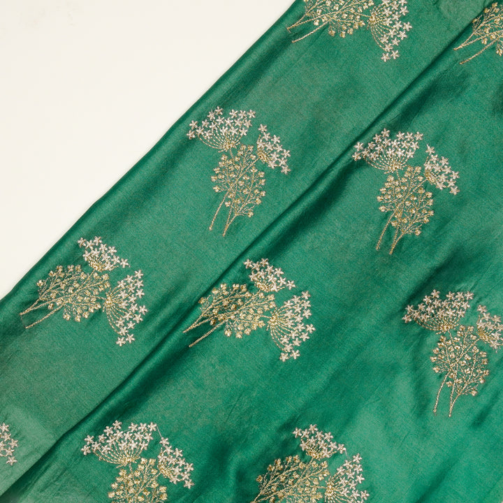 Baheera Buta on Teal/Green Silk Chanderi Embroidered Fabric