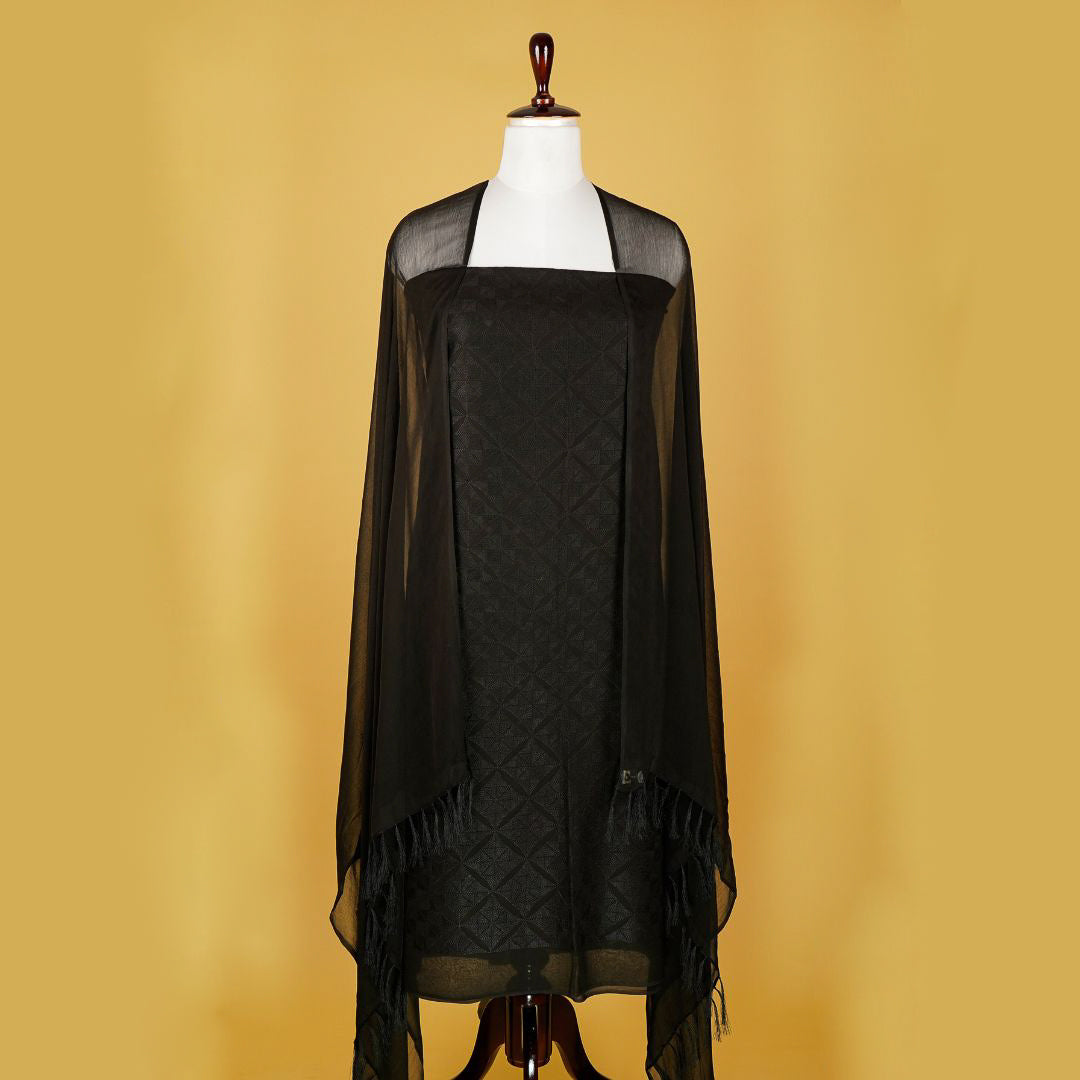 Anjana Jaal Suit fabric set on Georgette (Unstitched)- Black