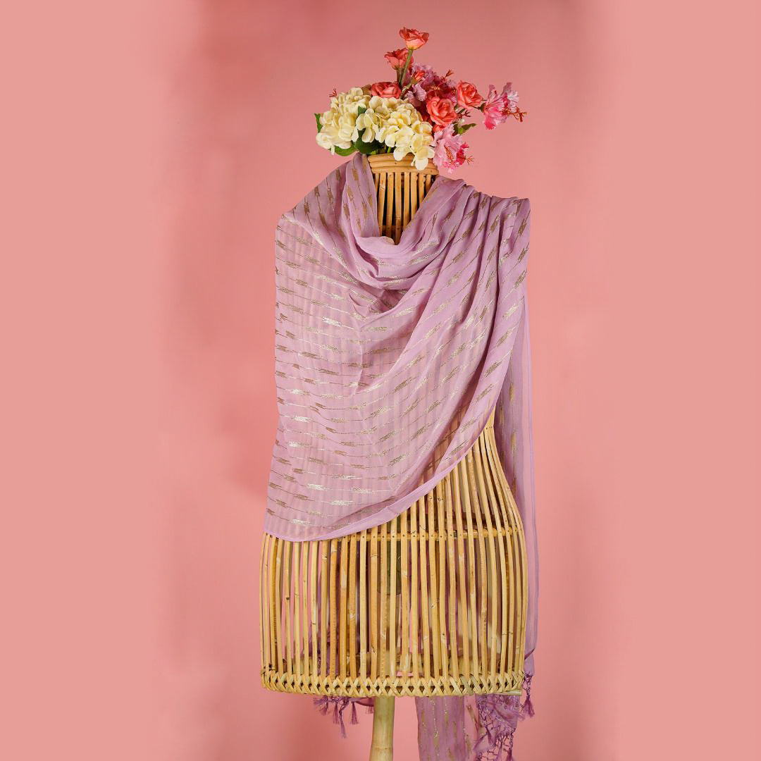 Abia Embroidered Dupatta on Lilac Georgette