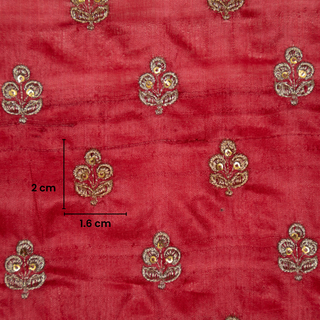 Azra Buti On Red Tussar Silk