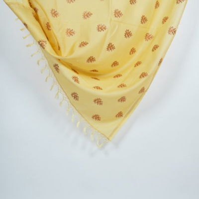 Keerat Embroidered Dupatta on Lemon Yellow Silk Chanderi