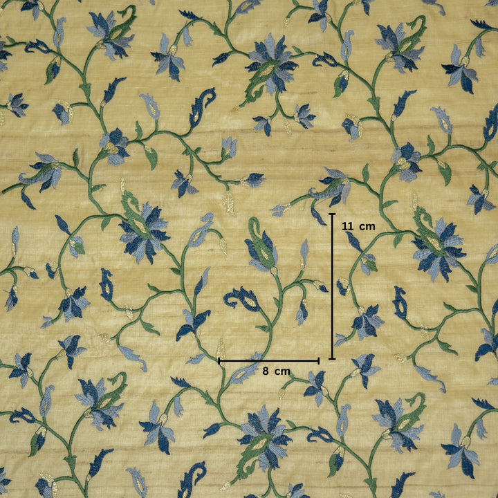 Kaani Style Jaal On Natural/Blue Tussar Silk