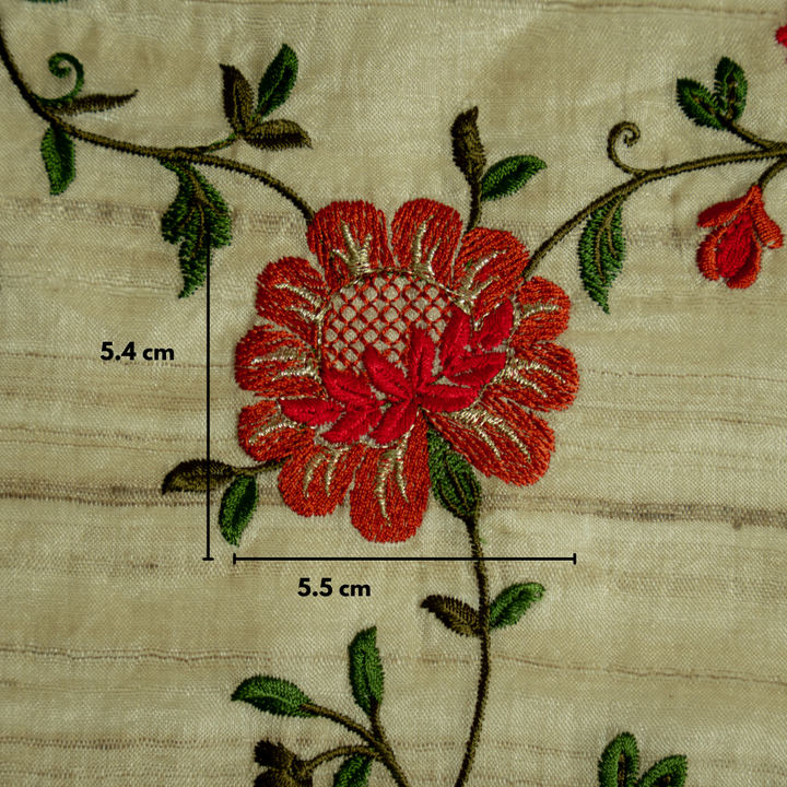 Rida Floral Jaal on Natural/Rust Tussar Silk