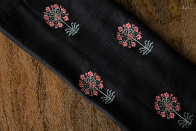 Jumki Style Buta On Black Tussar Silk