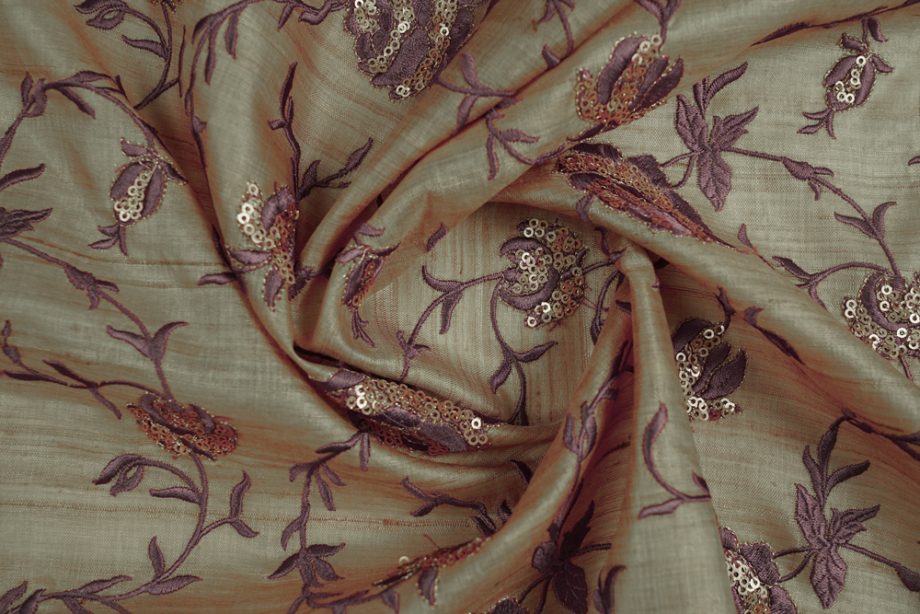 Daksha Embroidered Jaal on Natural Purple Tussar Silk- Zarinama