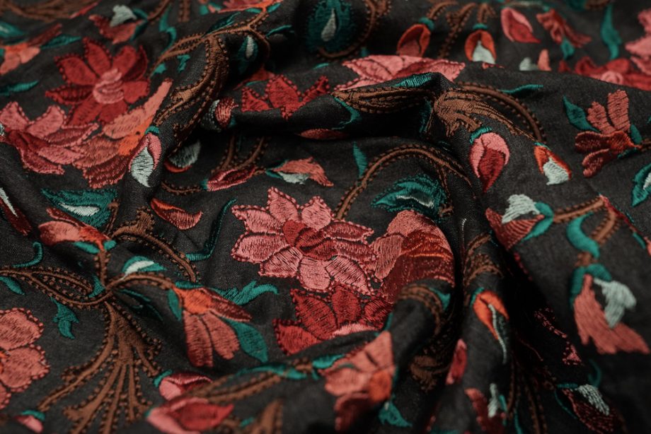 Afreen Heavy floral Jaal on Black Munga Silk