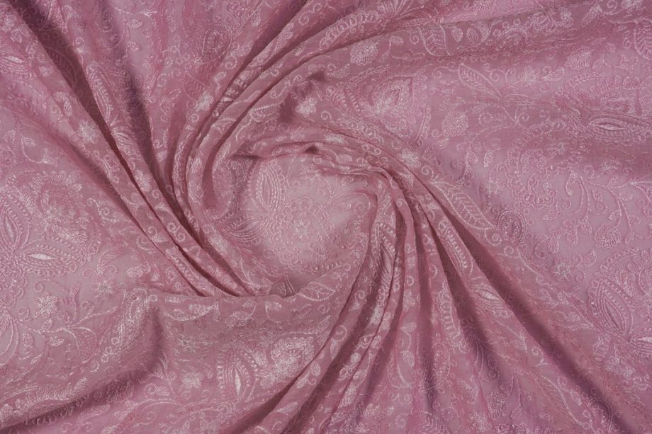 Kehkashan Jaal With Run Stitch On Dusky Pink Cotton Silk