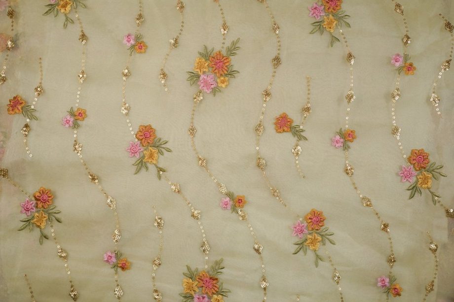 Purvai Floral Jaal On Cream Silk Organza-Zarinama