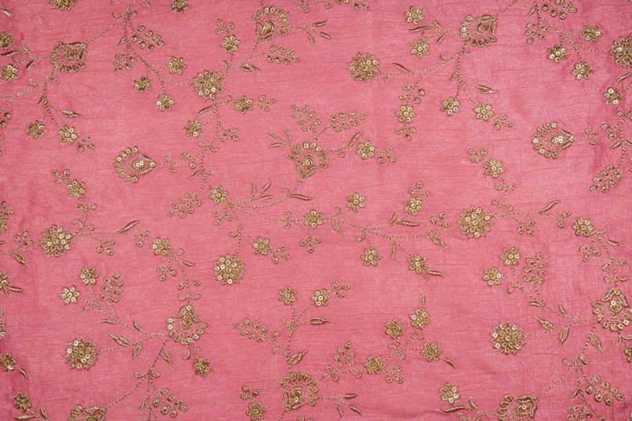 Floral Crown Jaal of Zari with Sequin Touch on Gajari Semi Raw Silk