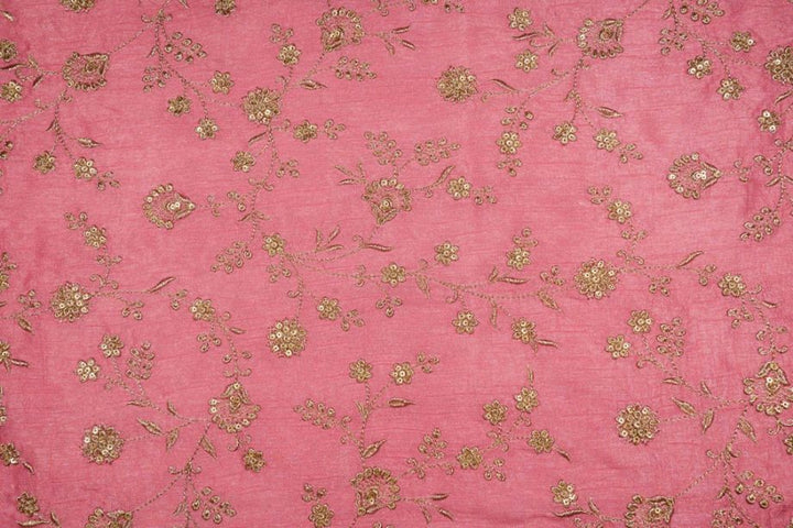 Floral Crown Jaal of Zari with Sequin Touch on Gajari Semi Raw Silk