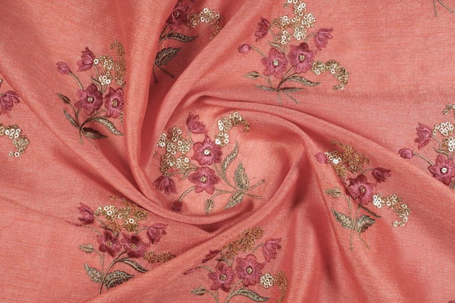 Brinda Embroidered on Gajari Semi Raw Silk with Sequins