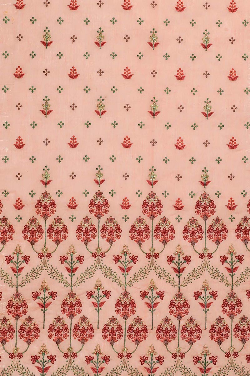 Candela Style Floral Arches on Peach Semi Chanderi 54 Inches
