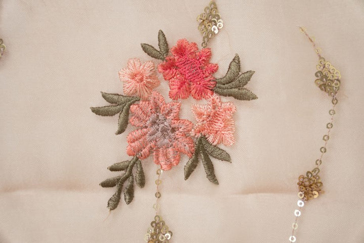 Purvai Floral Jaal On Blush Silk Organza-Zarinama
