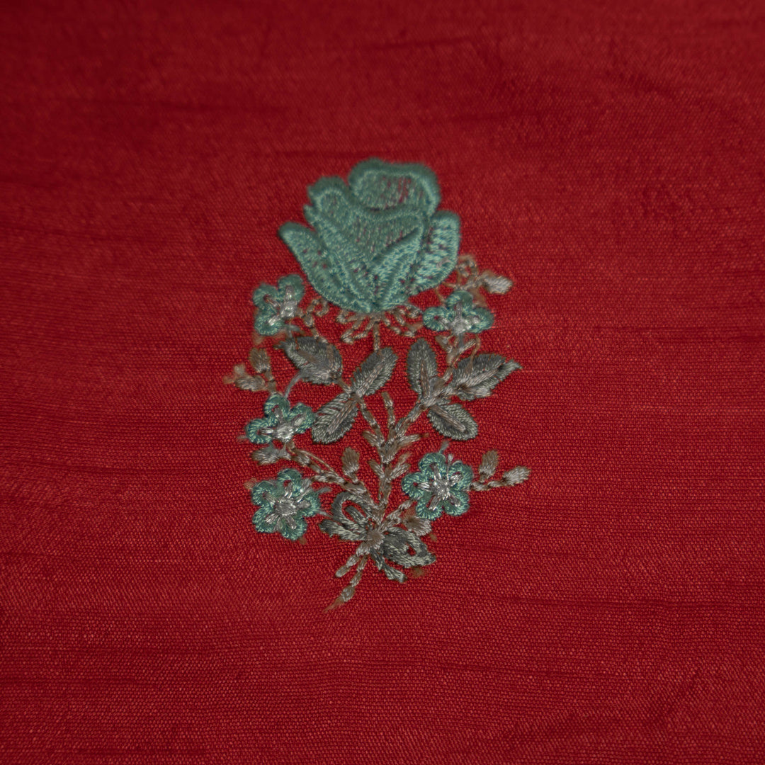 Mandira Buta on Crimson Red Semi Raw Silk