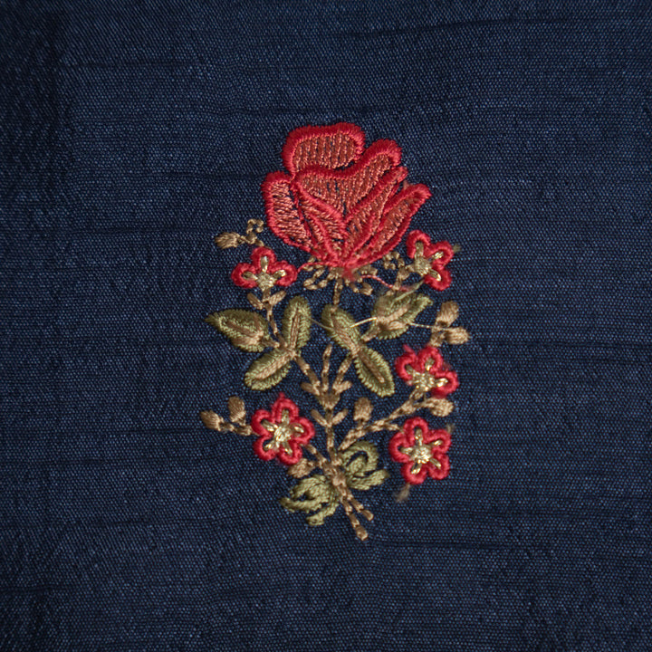 Mandira Buta on Navy Blue Semi Raw Silk