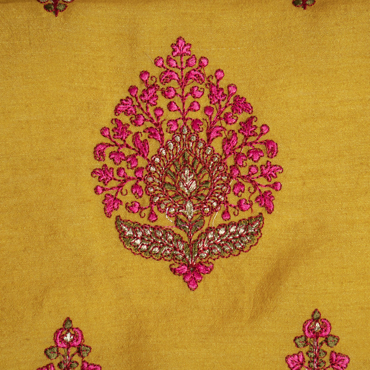 Peru Buta on Gold Munga Silk