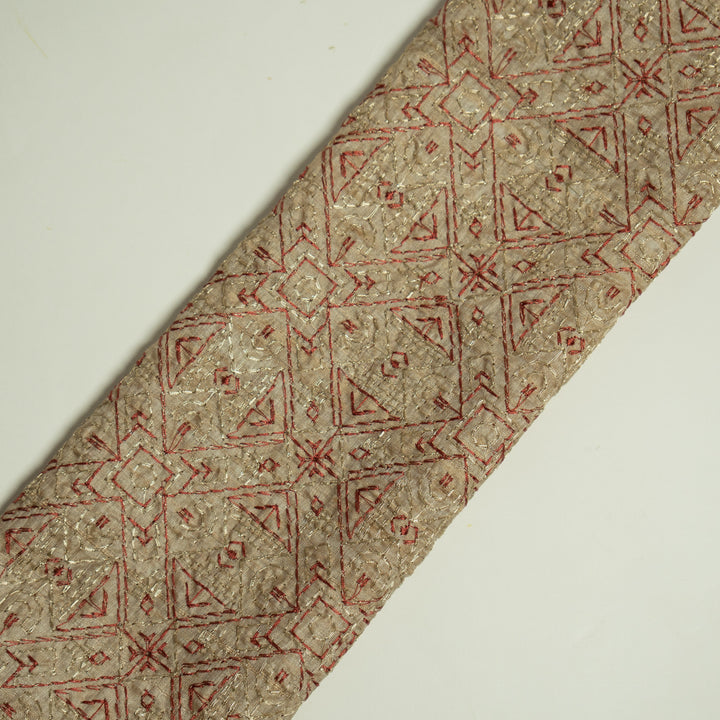 Alma Geometric Jaal on Natural/Maroon Tussar Silk