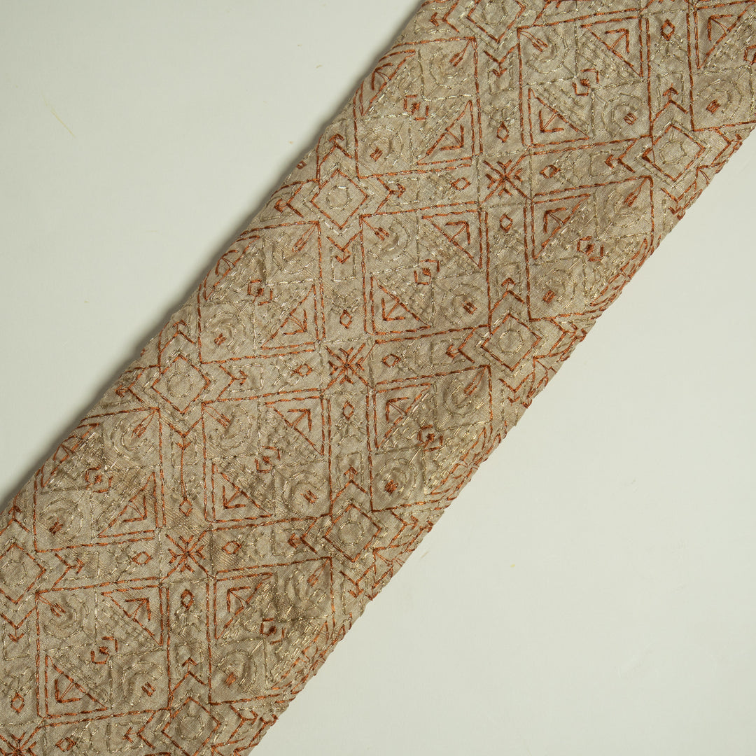 Alma Geometric Jaal on Natural/Rust Tussar Silk