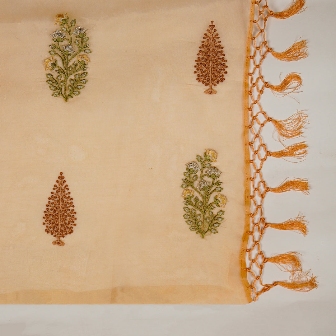 Chaarbagh Embroidered Dupatta on Lite Mango Silk Organza