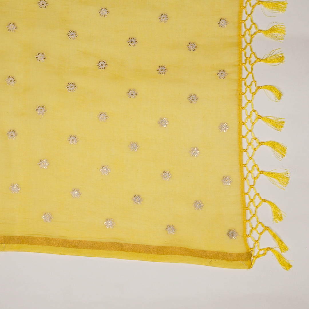 Ishana Embroidered Dupatta on Lemon Cotton Silk
