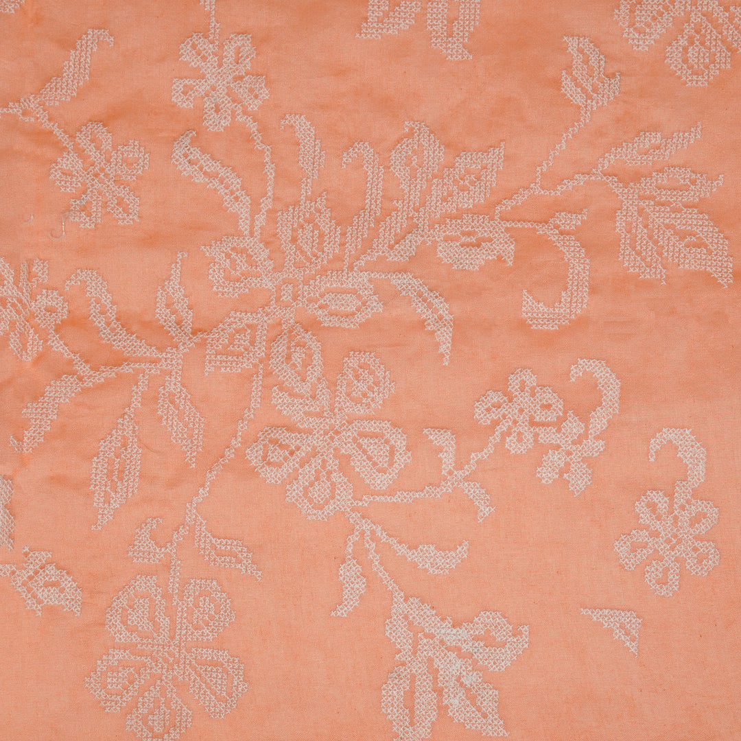 Farida Embroidered Dupatta on Peach Silk Chanderi