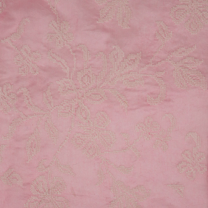Farida Embroidered Dupatta on Pink Silk Chanderi