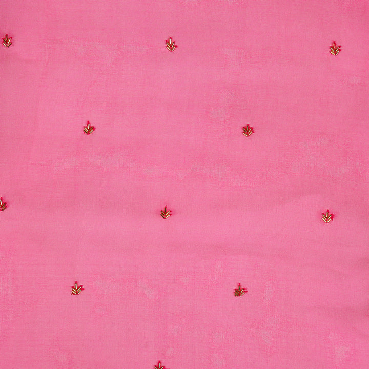 Zia hand embroidered Dupatta on Fuxia Silk Organza