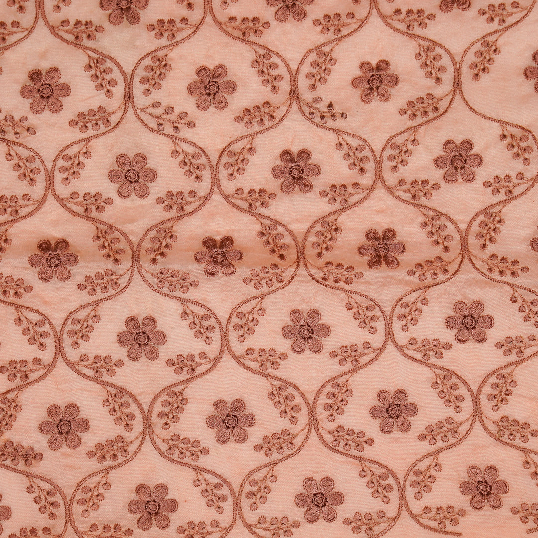 Sejal Embroidered Dupatta On Peach Silk Chanderi-Zarinama