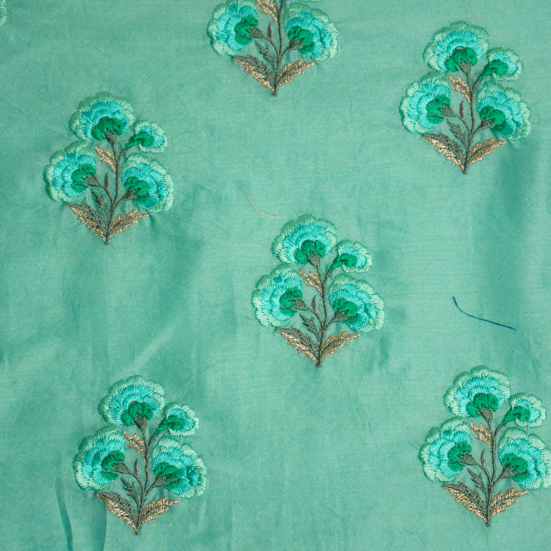 Advika Floral Buta on Turquoise Silk Chanderi