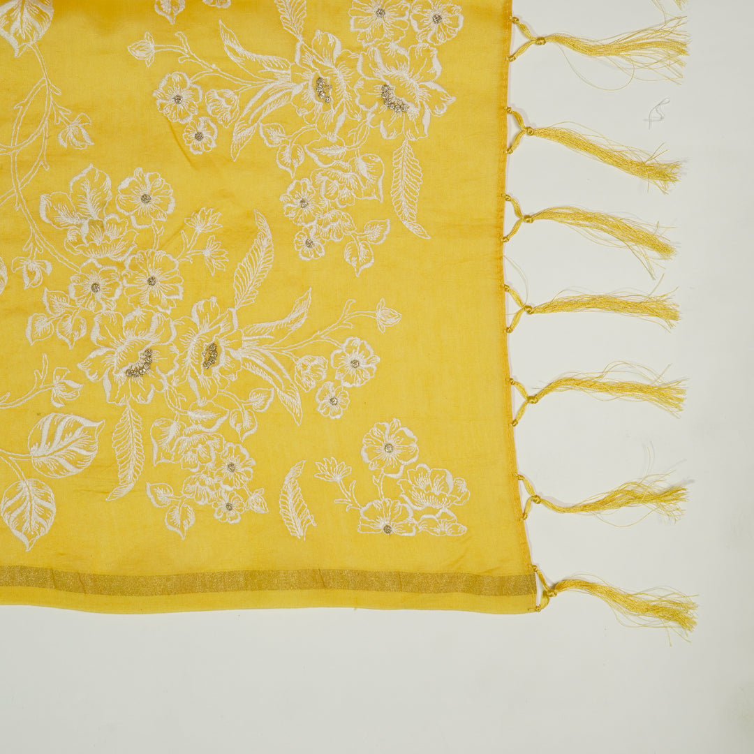Saira Embroidered Dupatta on Gold Silk Chanderi