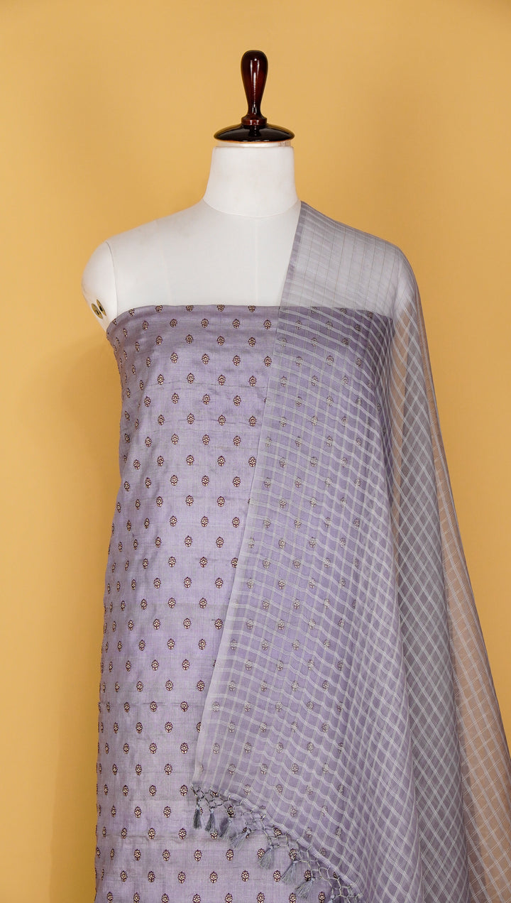Noya Buti Suit fabric set on Tussar Silk (Unstitched)- Light Mauve