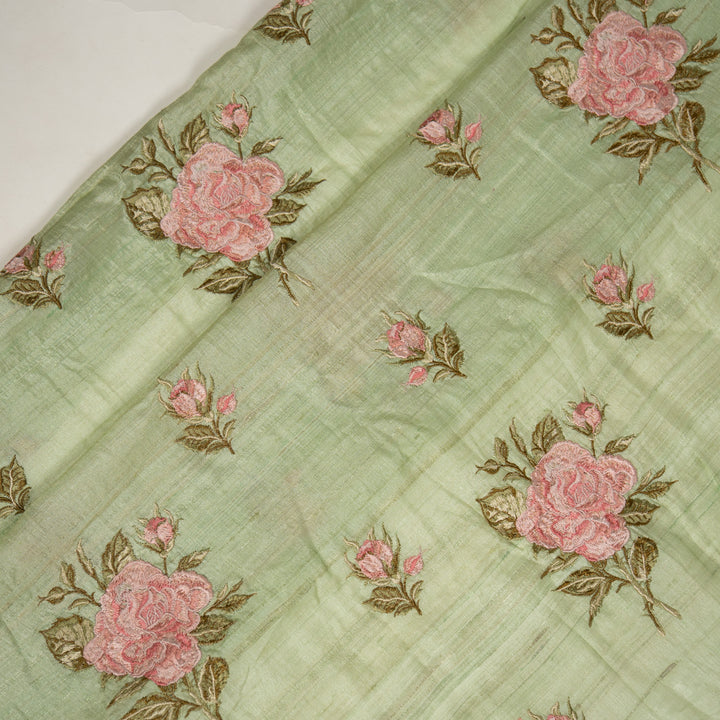 Samreen Floral Buta On Light Sea Green Tussar Silk