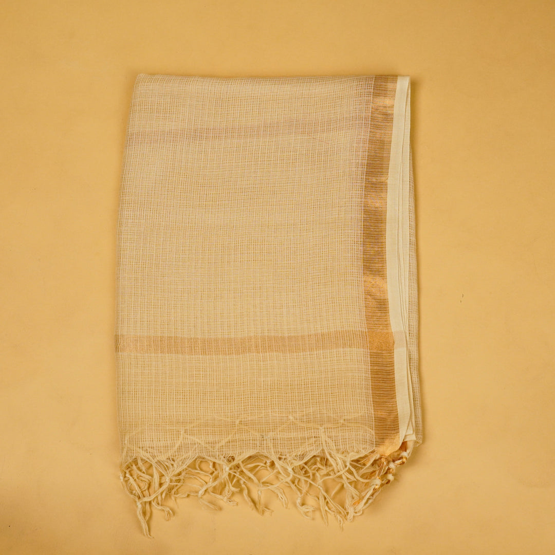 Shazia Buta Suit fabric set on Cotton Silk (Unstitched)- Pale Mango