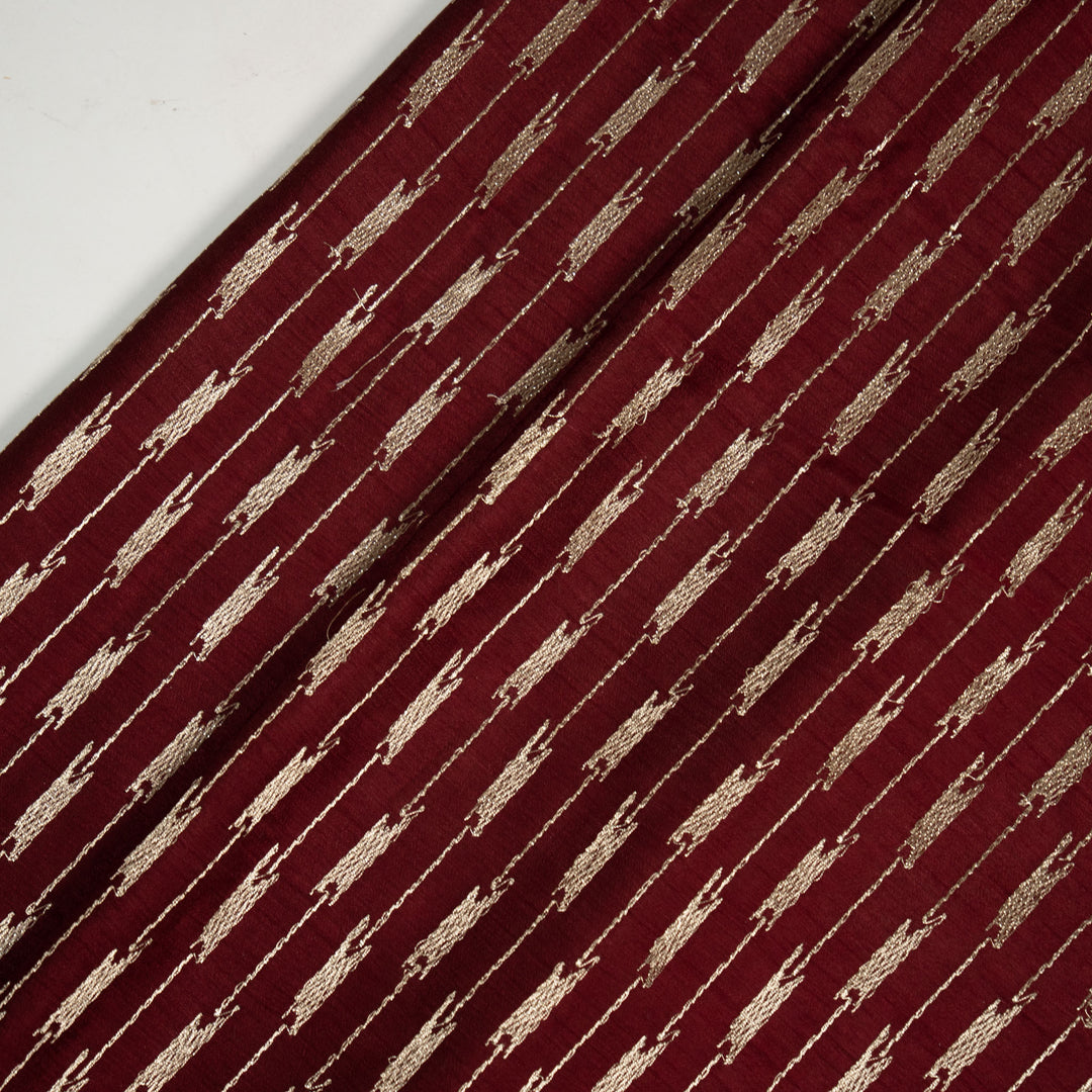 Abia Geometric Jaal on Maroon Semi Raw Silk