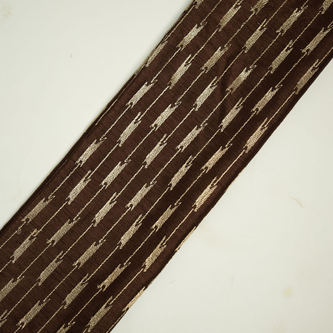 Abia Geometric Jaal on Brown Semi Raw Silk