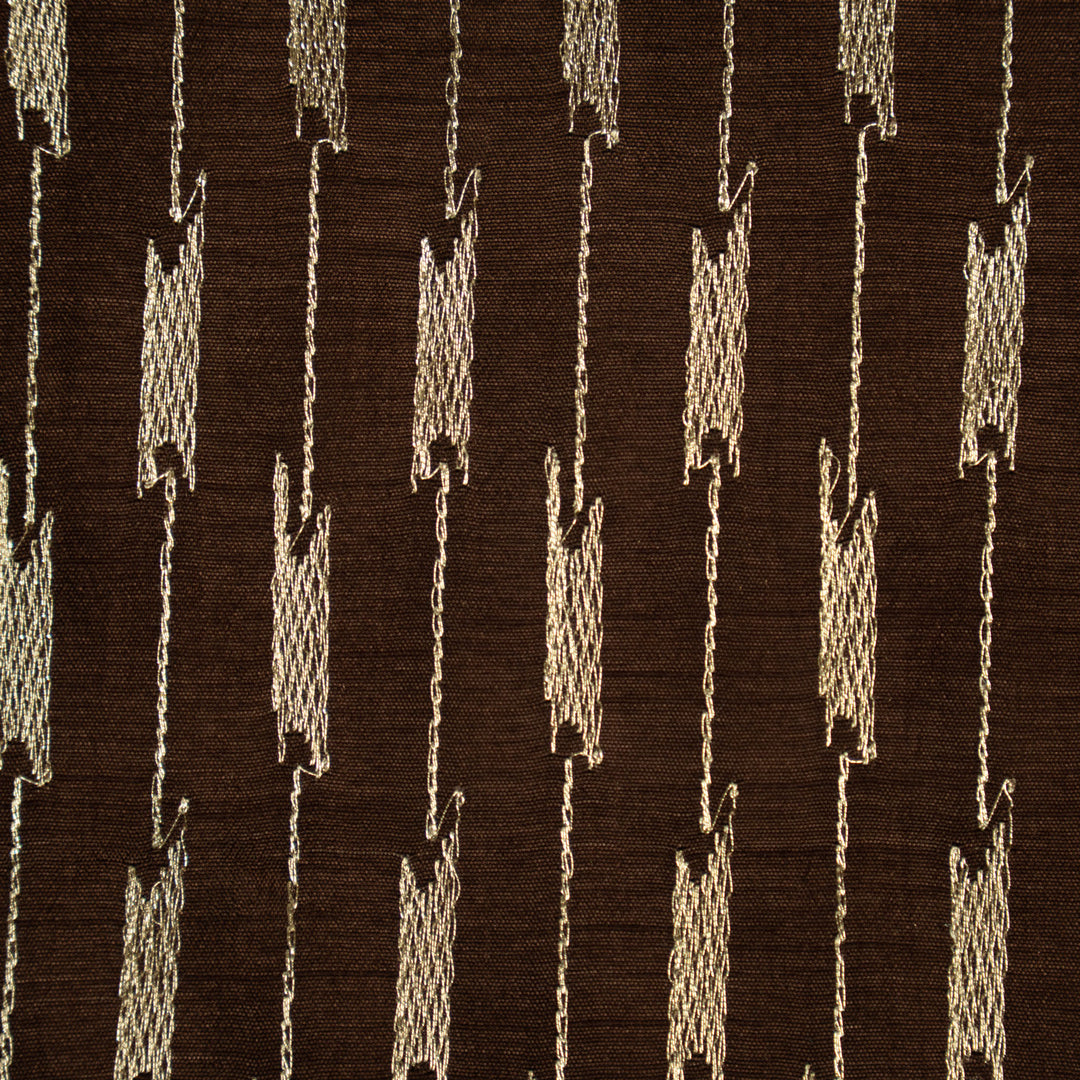 Abia Geometric Jaal on Brown Semi Raw Silk