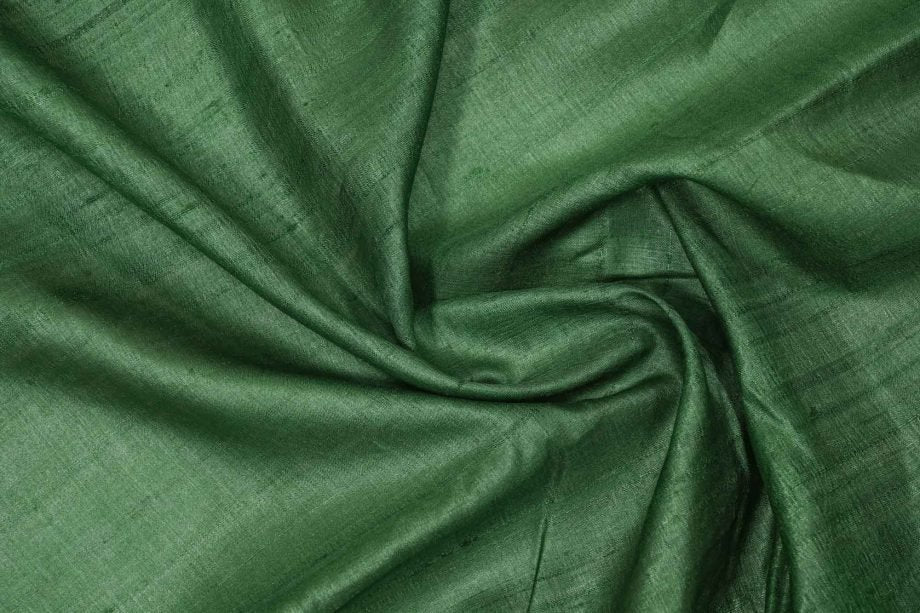 Leaf Green Colour Plain Tussar Silk