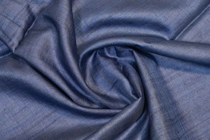 Persian Blue Colour Plain Tussar Silk