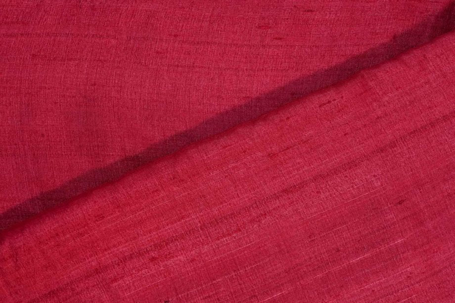 Crimson Red Colour Plain Tussar Silk