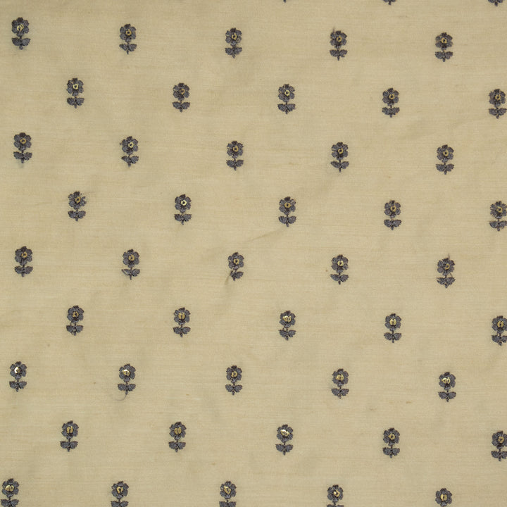 Shakufa tiny buti on Light Grey Munga Silk