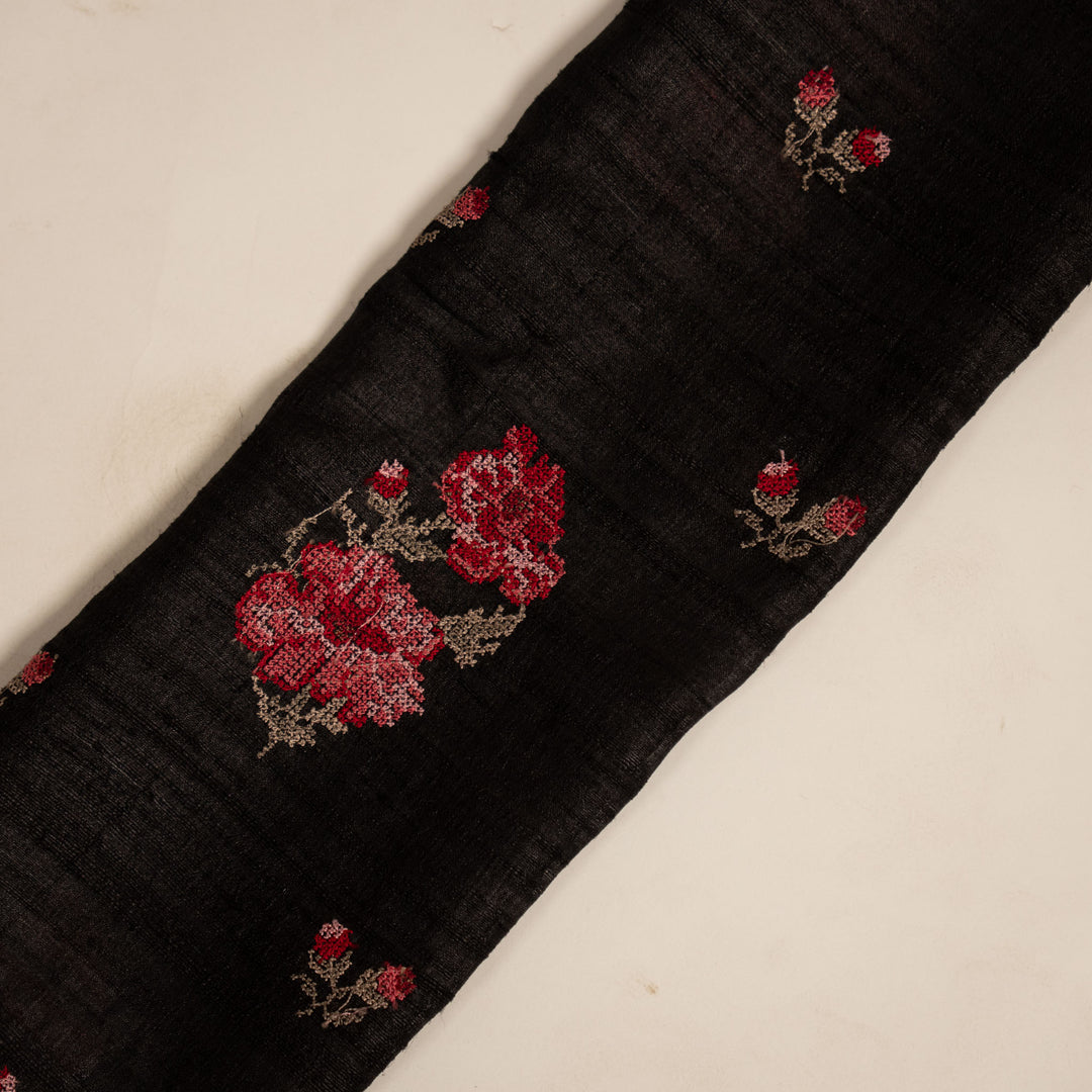 Afreeda Buta on Black Tussar Silk