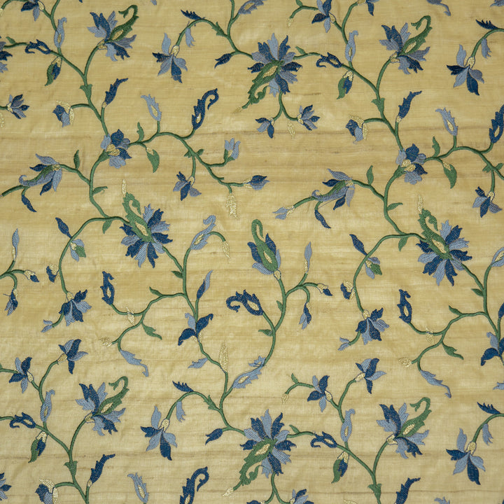 Kaani Style Jaal On Natural/Blue Tussar Silk