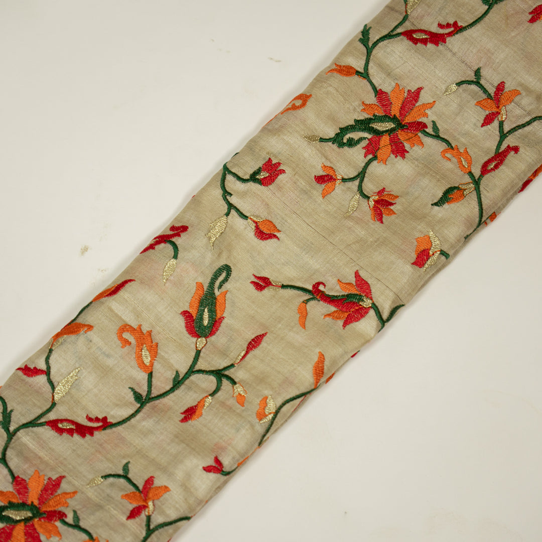 Kaani Style Jaal On Natural/Orange Tussar Silk