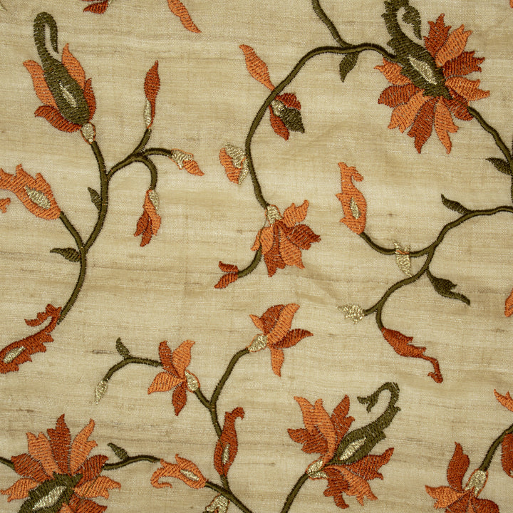 Kaani Style Jaal On Natural/Rust Tussar Silk