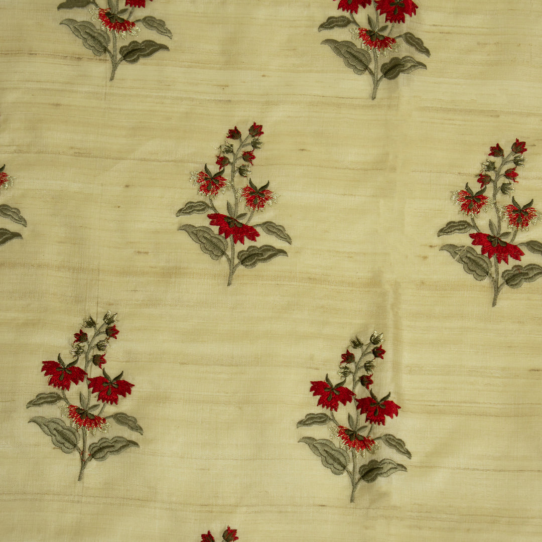 Saanvi Buta on Natural/Red Tussar Silk