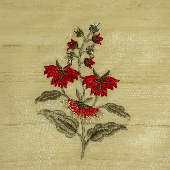 Saanvi Buta on Natural/Red Tussar Silk